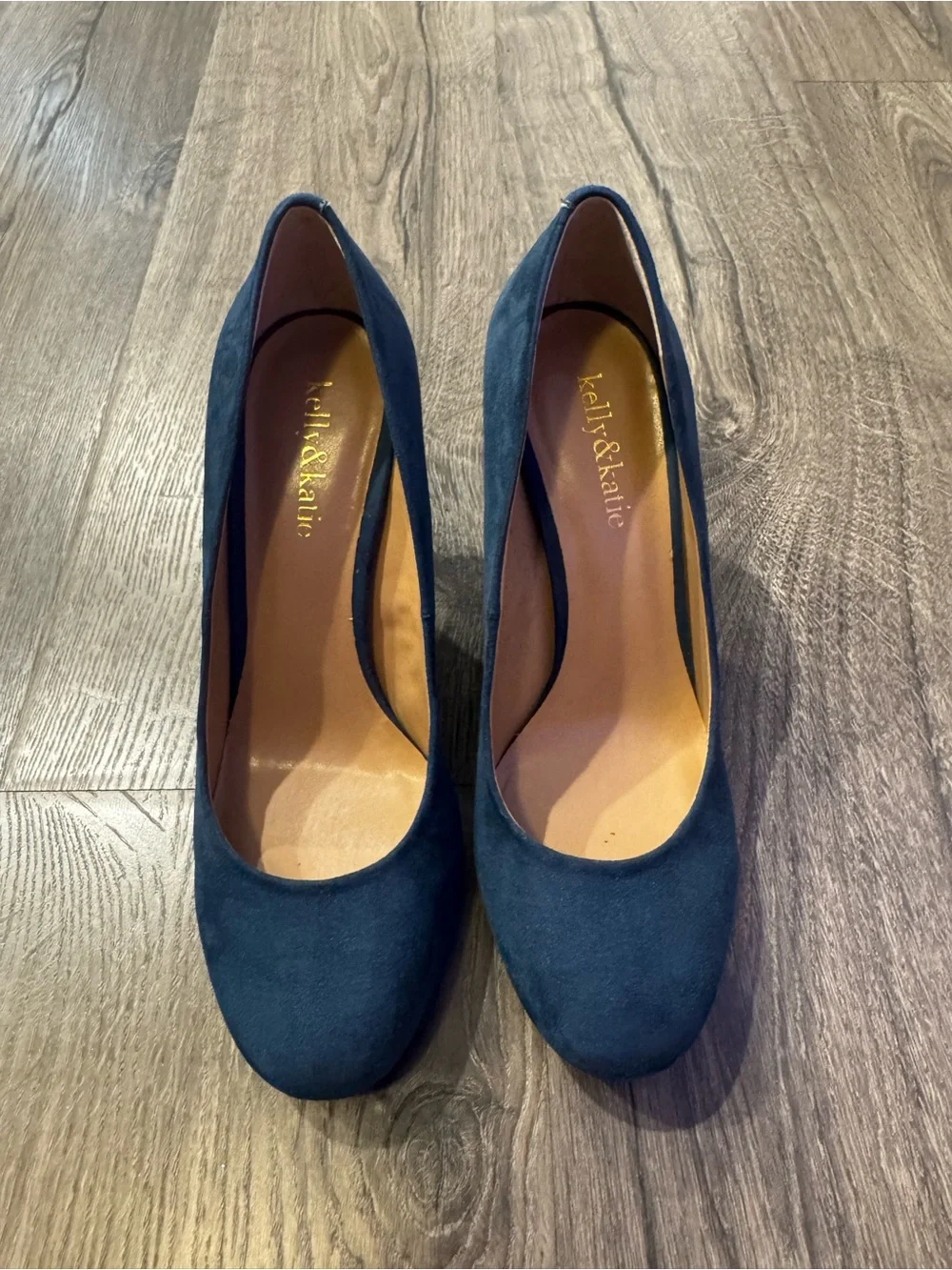 Kelly & Katie Navy blue Suede High Heel Pumps peacock mic Isabella size 8.5 - Picture 2 of 10